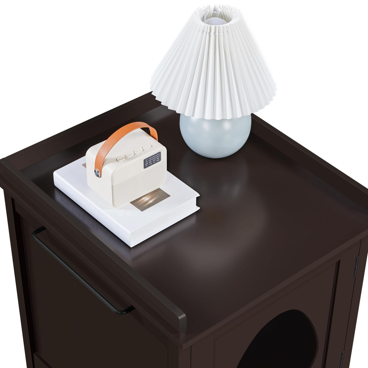 Yaheetech Cat Litter Box Enclosure, Hidden Cat Litter Box Furniture with Side Towel Bar, Wooden Cat Washroom, Storage Cabinet, Indoor Pet House, Side Table Nightstand, Espresso Yaheetech