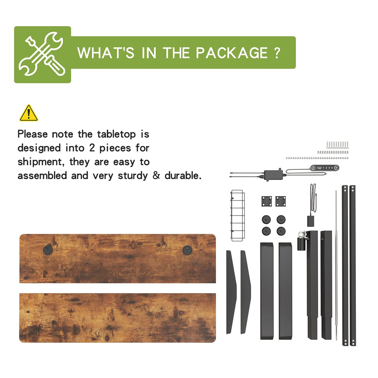 Radlove Electric Standing Desk, 48x24 Inches Height Adjustable Computer Desk Sit Stand Desk Home Office Desks with Splice Board and A Under Desk Cable Management Tray (Rustic Brown, 48 x 24'') Radlove