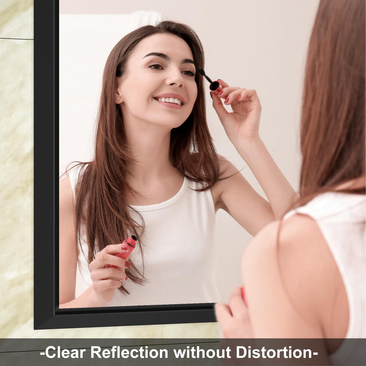 PILOCOS 55X36 Inch Black Metal Framed Bathroom Mirror for Wall, Matte Black Bathroom Vanity Mirror Farmhouse Large Rectangle Mirror, Anti-Rust, Tempered Glass, Hangs Horizontally or Vertically PILOCOS