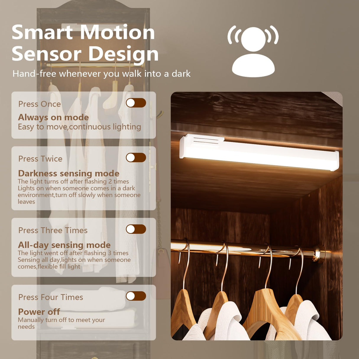 JanfltHome Armoire Wardrobe Closet, 69.5" H Wood Bedroom Armoires Cabinet with Mirror Door and 3 Drawers, Rustic Brown Clothing Storage Cabinet with Hanging Rod & Sensor Light for Bedroom-Right JanflyHome