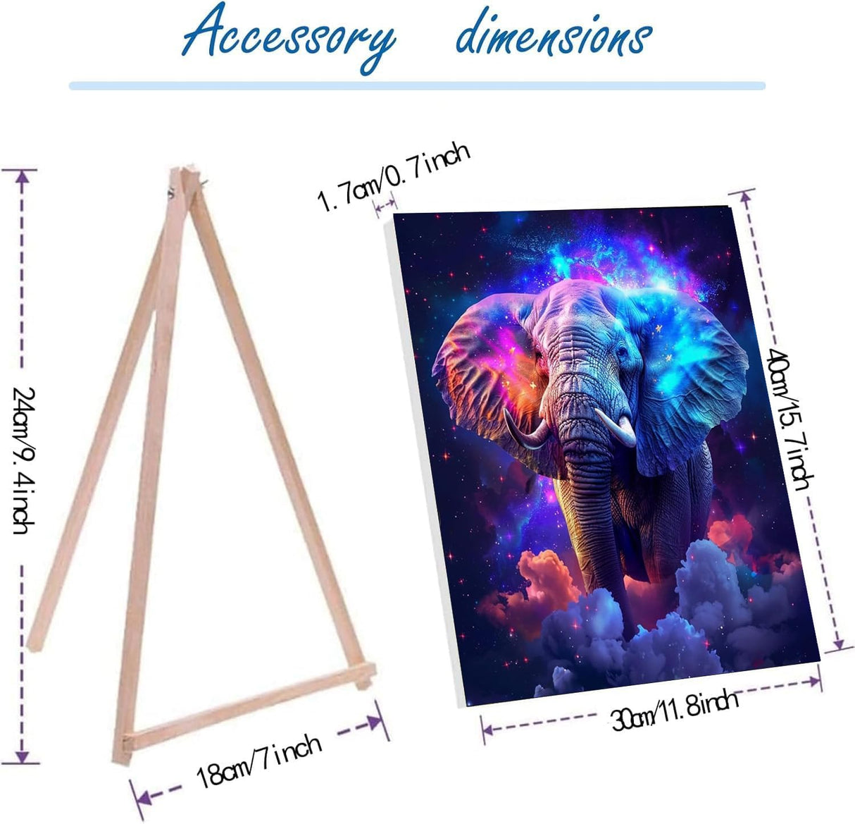 hyzsj Paint by Number for Adults Framed Canvas, DIY Elephant Arts and Crafts for Adults Beginner with Wooden Easel, Paint Brushes, Acrylic Paint Set for Home Wall Decor hyzsj