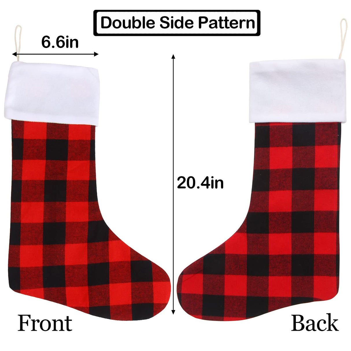 DIYASY Christmas Red Black Buffalo Plaid Stockings,6 Pack 18 Inches Large Plaid Stockings with Plush Cuff,Classic Christmas Stockings Decorations for Fireplace Hanging and Holiday Décor DIYASY