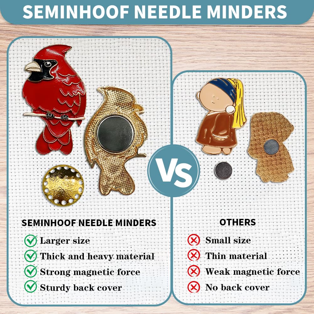 Magnetic Needle Minder Magnet Embroidery Accessories and Supplies Embroidery Needle Holder Cross Stitch Holder Needlework Supplies (Cardinal) seminhoof
