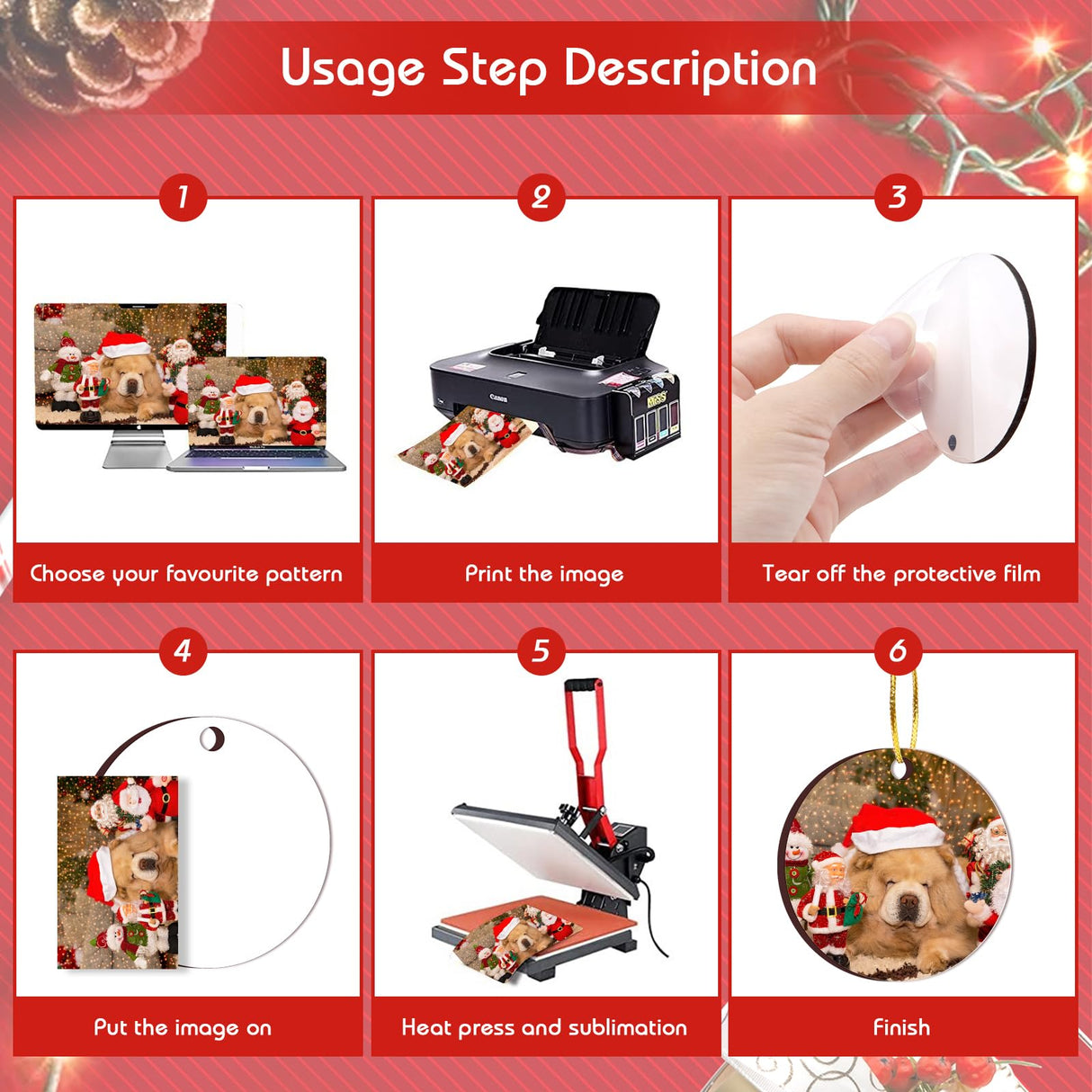 ZYNERY 40 Pcs Sublimation Ornament Blanks, Christmas Ornament Blanks, Double Side Sublimation Blanks Products with Gold String, MDF Round Acrylic Blanks Ornaments for Crafts, Christmas Gift, 2.76 in ZYNERY