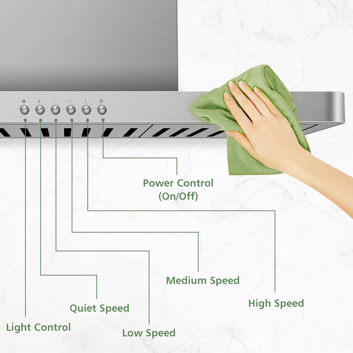 ONEEON 30" Range Hood - 900 CFM Stainless Steel Wall Mount Kitchen Exhaust with 4 Speed Fan, LED Lights, Push Button, Ultra-thin Body, Chimney Style Stove Vent Hood & Ducted Exhaust Vent ONEEON