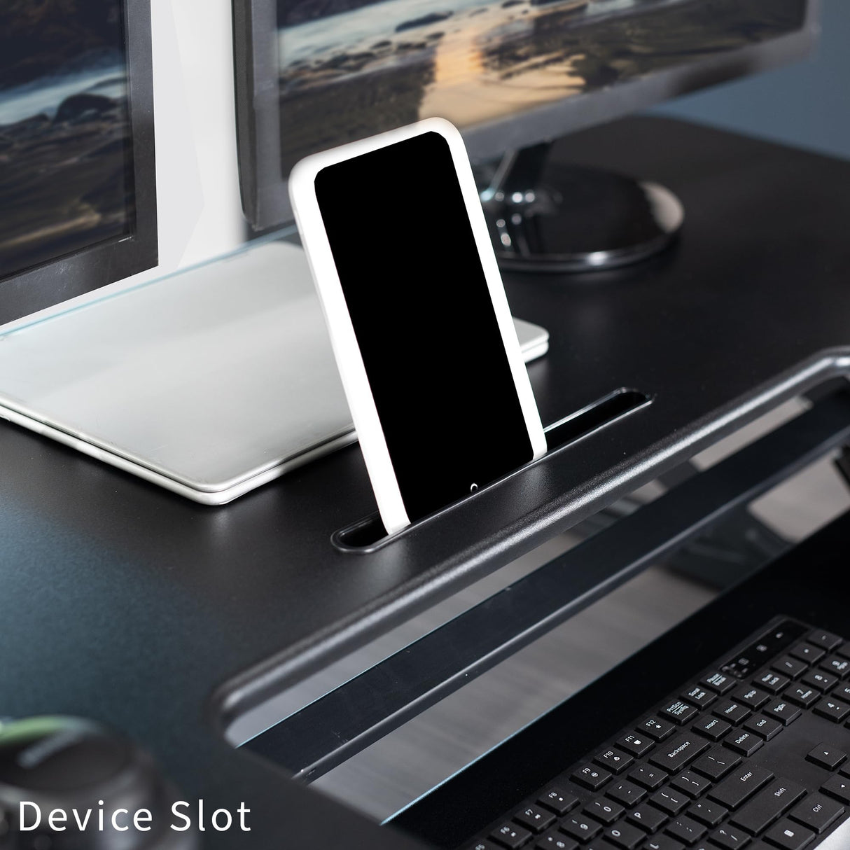 VIVO 48 inch Height Adjustable Large Stand Up Desk Converter, V Series, Quick Sit to Stand Tabletop Dual Monitor Riser Workstation, Black, DESK-V048V VIVO