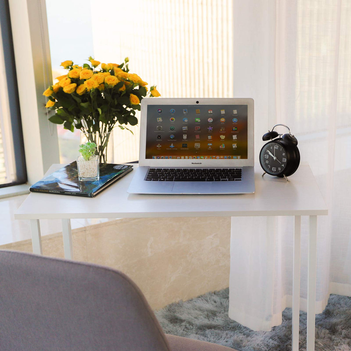 Leopard Folding Computer Desk for Small Spaces, No-Assembly Space-Saving Home Office Desk, Foldable Computer Table, Laptop Table, Writing Desk, Compact Study Reading Table (White) Leopard Outdoor Products