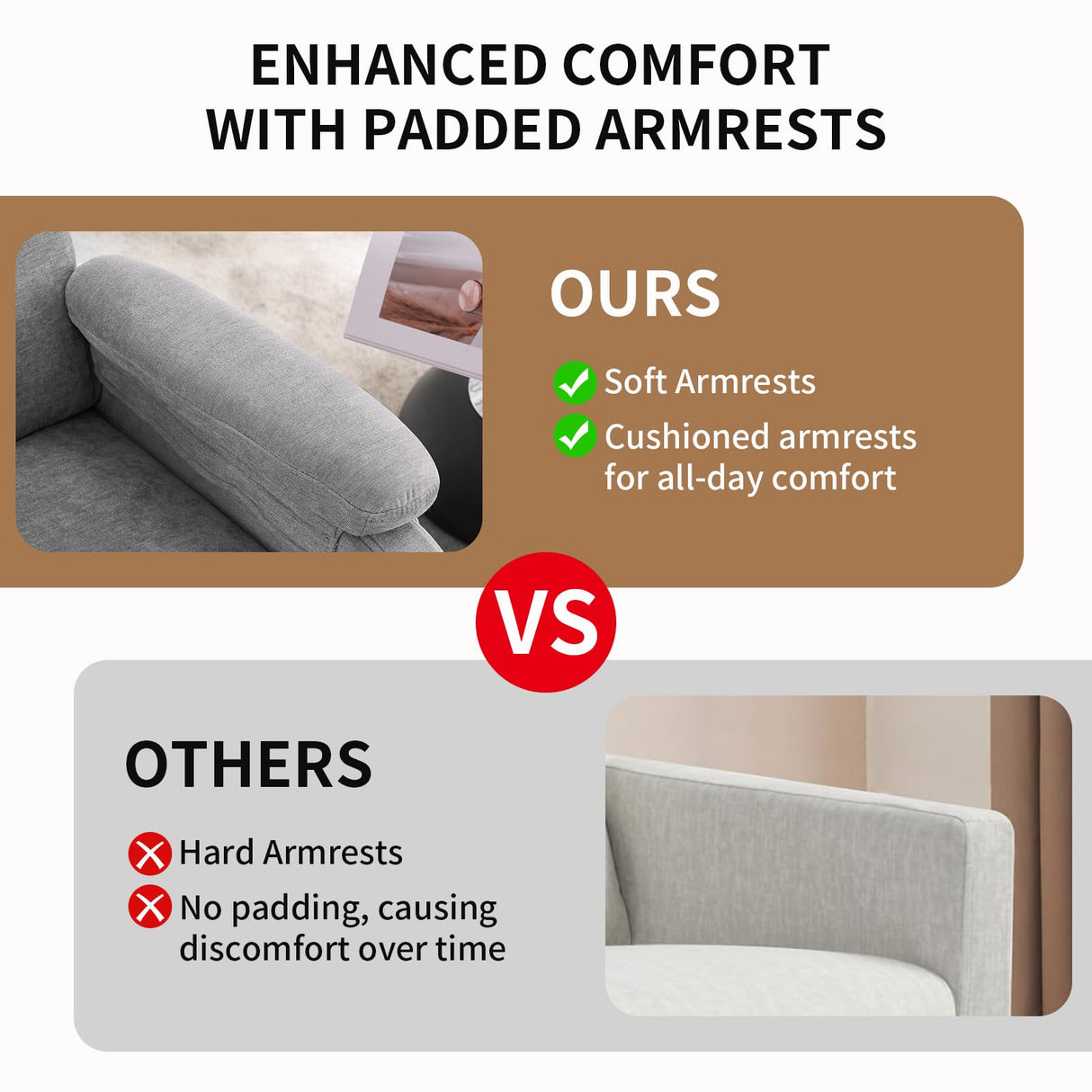 Zuacs Recliner Chairs, Swivel Rocking Chair Nursery, Glider Rocker Recliner Chair for Adults, Small Nursery Recliner for Living Room, Reclining with Modern-Designed Armrests, Upholstered Fabric Grey Zuacs