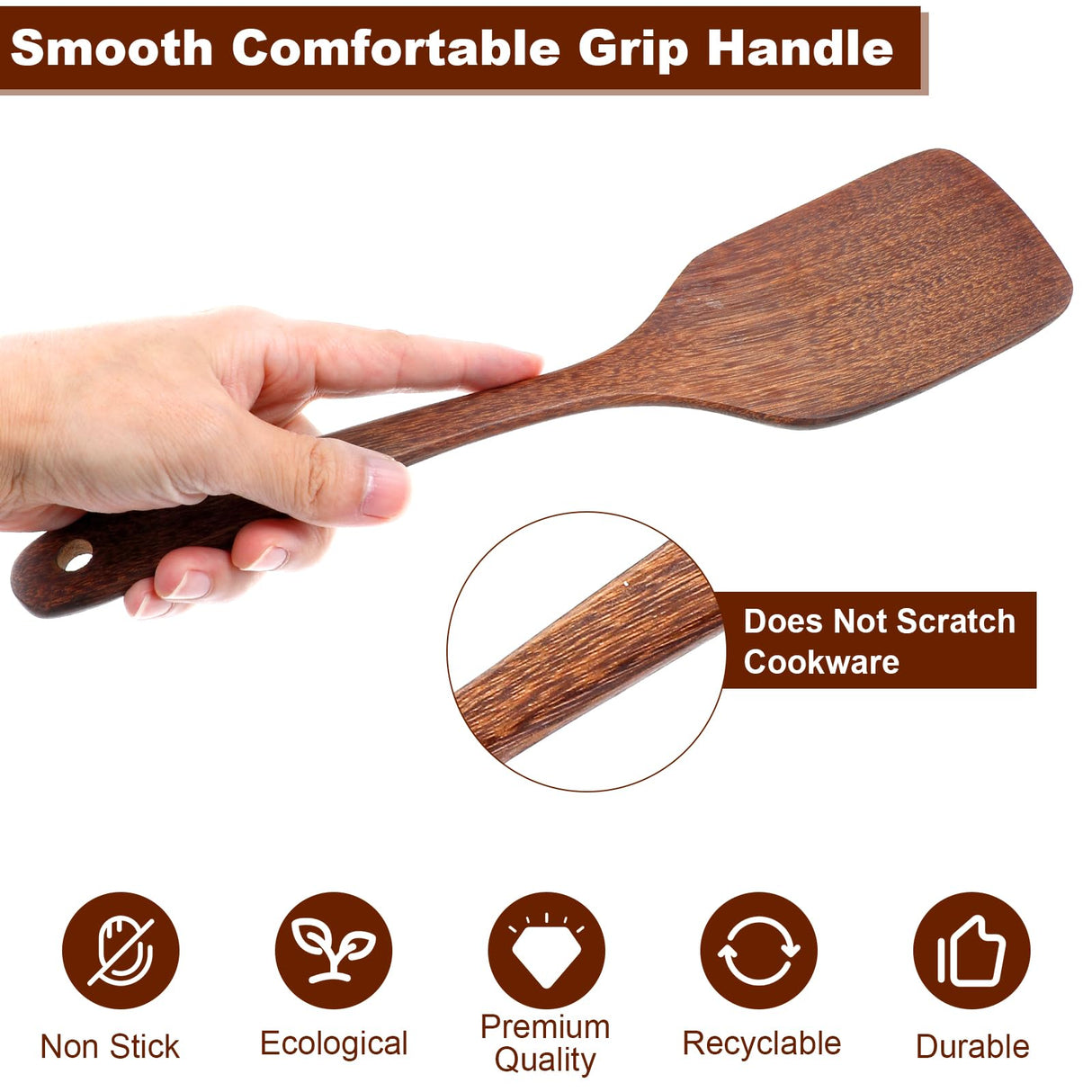 Yuanchu 2Pcs Wooden Spatula For Cooking, 12 Inch Wood Spatula Cooking Spatula Kitchen Utensils Set For Nonstick Cookware Kitchen Spatula For Fish Eggs Pancakes Yuanchu