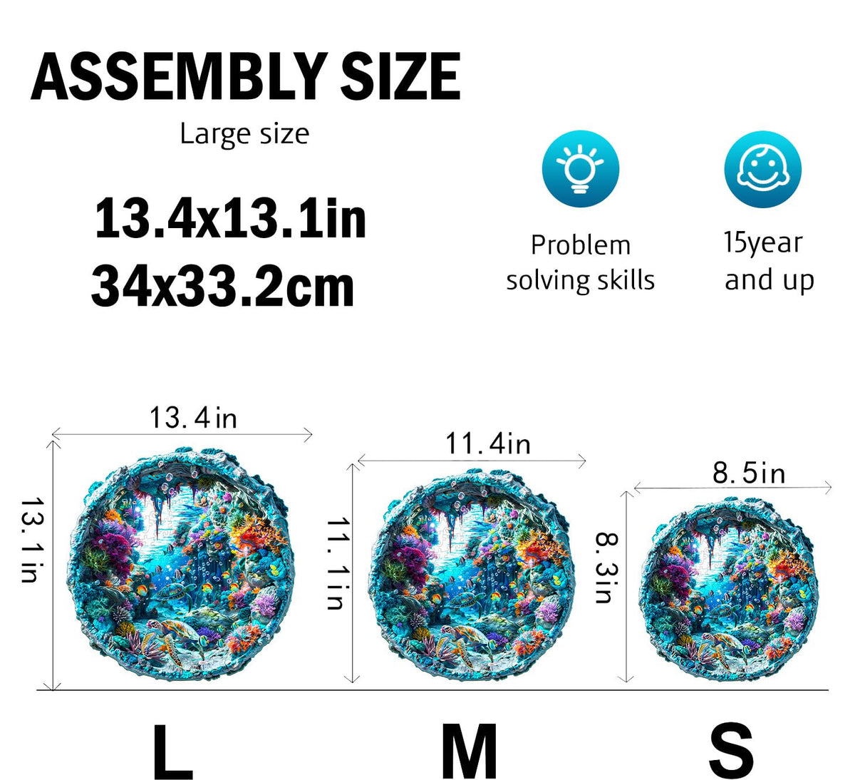 Jigfoxy Wooden Puzzle for Adults, 3D Visual Ocean Wooden Jigsaw Puzzles for Adult, Unique Animal Shape Wood Cut Puzzles, Christmas Thanksgiving Gifts for Friends Family (S-8.5 * 8.5in-100pcs) Jigfoxy