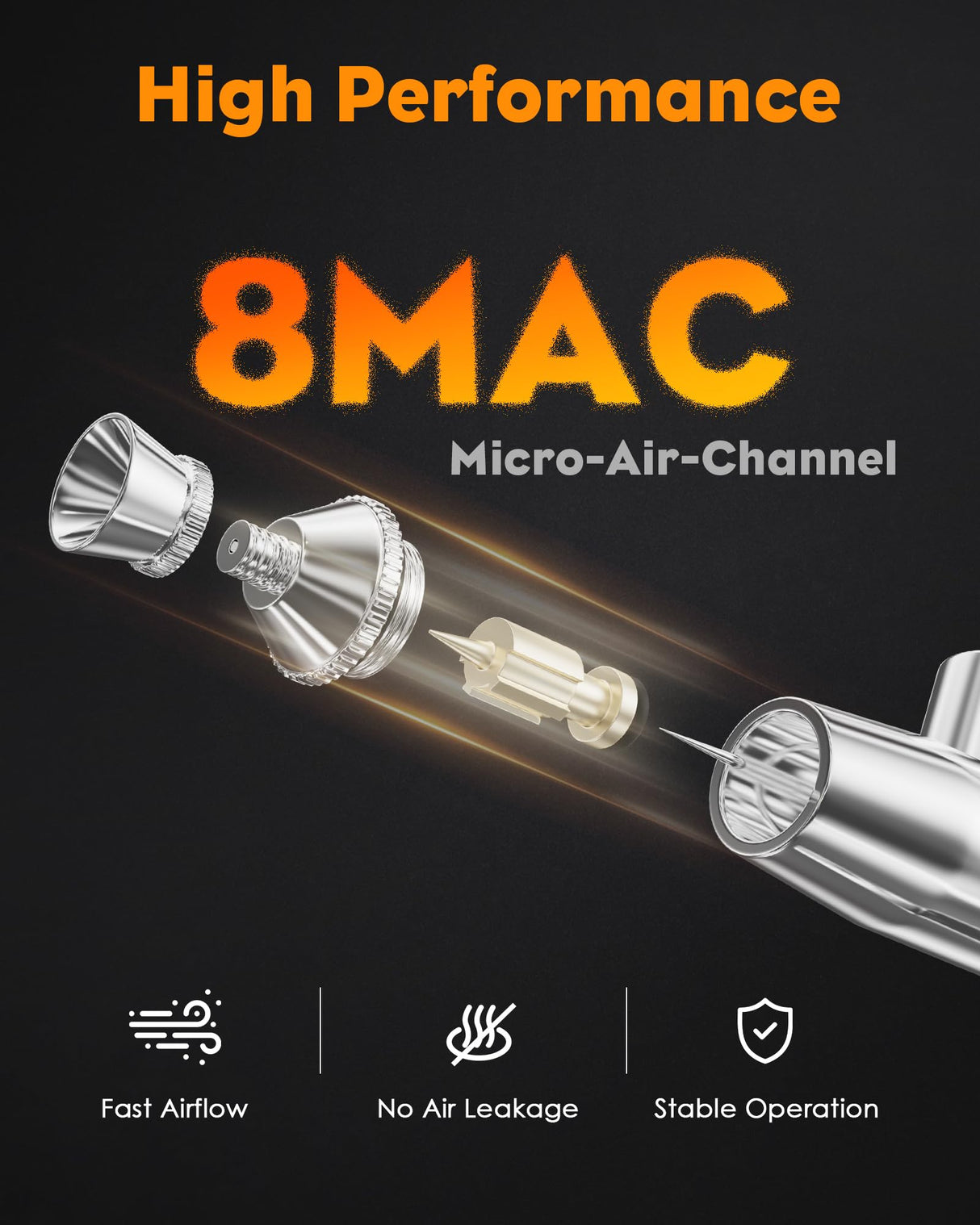 Airbrush Kit, Airbrush Gun Dual-Action Gravity with 0.2, 0.4 & 0.5mm Needle/Cleaning Sets, Air Brush with 2 1/3 oz Fluid Cup for Painting, Modeling, Cake Decor, Pastry, Makeup, Nail Art etc. Rexley