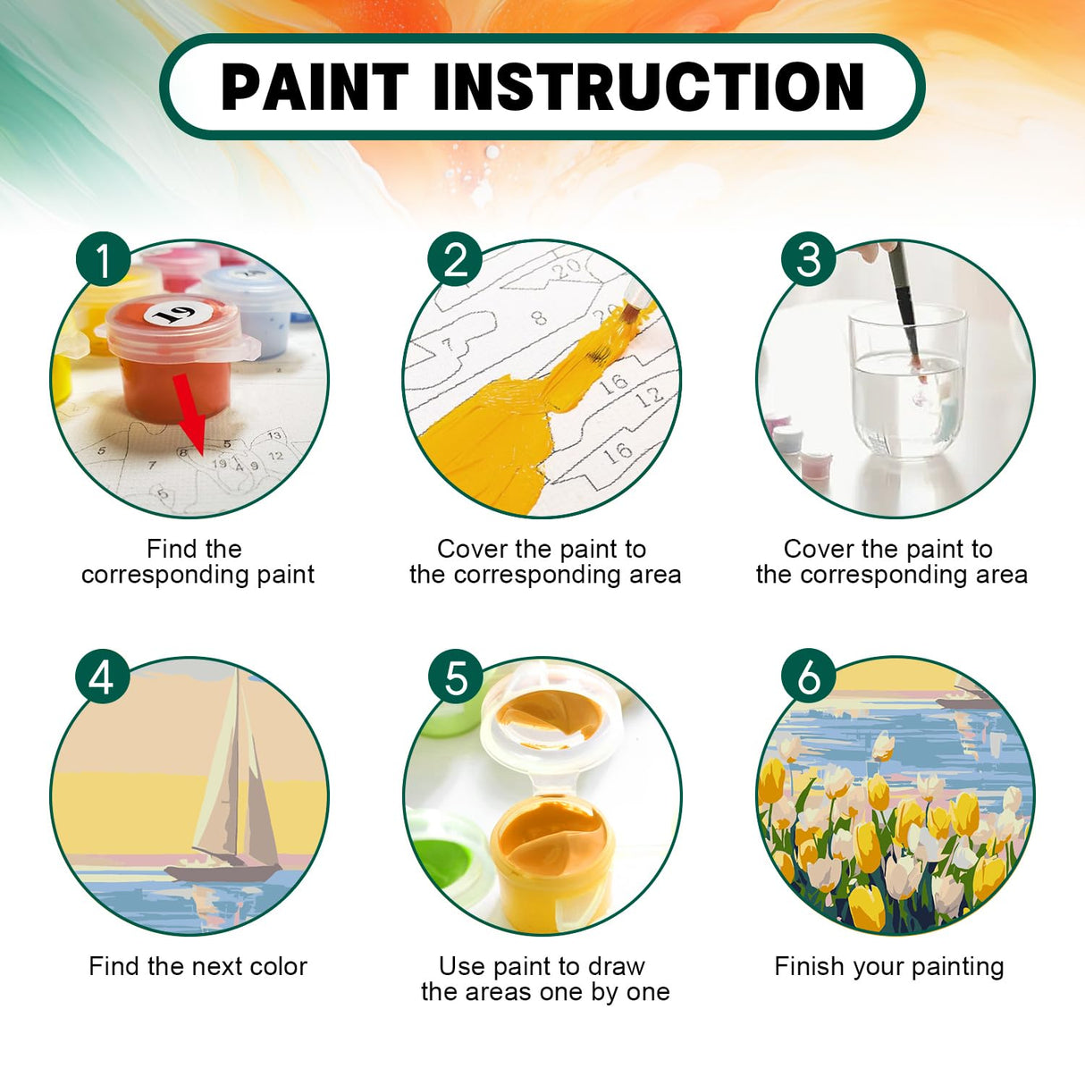 Framed Paint by Numbers Kit for Adults Beginner & Kids Age 8-12, Easy Flowers Adult Paint by Number Kits on Canvas, DIY Acrylic Watercolor Oil Paint by Number for Adults Landscape for Gift 8x12 Inch Possoco
