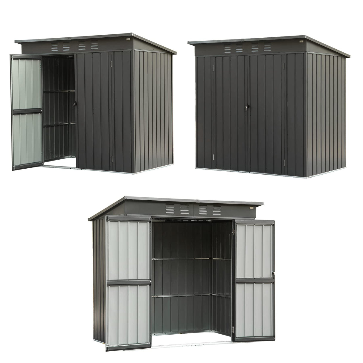 Domi Outdoor Storage Shed 6' x 4', Metal Waterproof Tool Shed Utility Storage House with Double Lockable Doors & Air Vent for Backyard Garden Lawn Patio domi outdoor living