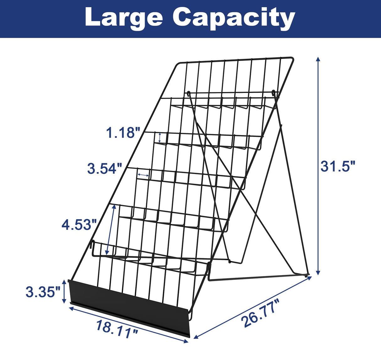 Suuiwau 6 Tier Wire Countertop Rack,18" Wide Metal Book Display Rack Magazine Rack with Sign Channel,Foldable Retail Vendor Booth Display Stand for Greeting Card,Brochure,Art Print,CD,Craft,Comic Suuiwau