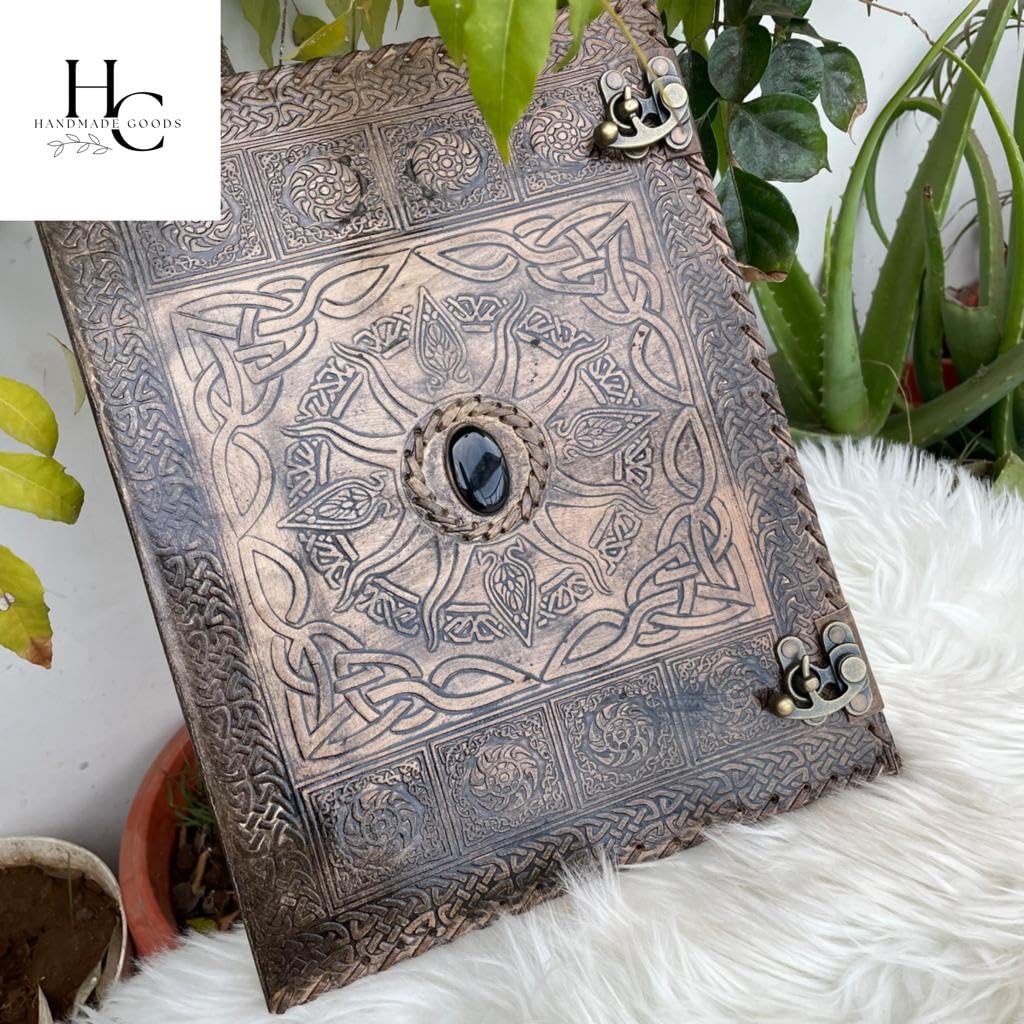 handborncraft Personalized Binder Leather Binder, Custom Binder, Leather 3-Ring Binder, Leather Portfolio Men, Wedding Planner, Sun with Stone Leather Binder, Office Gifts, Corporate Gift handborncraft