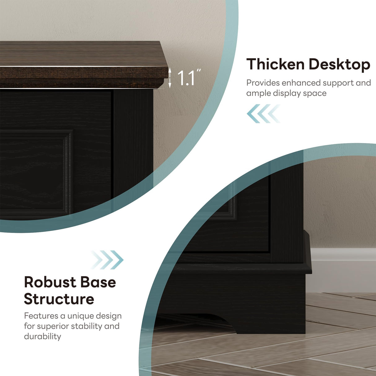 LIKIMIO Farmhouse 6 Drawers Dresser for Bedroom, 47.2" W Modern Dresser with Round Metal Handle, Thickened Desktop, Wood Rustic Chest of Drawers for Bedroom, Hallway, Entryway, Black LIKIMIO