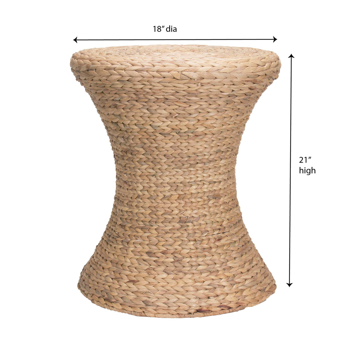 Household Essentials Hourglass Water Hyacinth Wicker Table, Natural Household Essentials