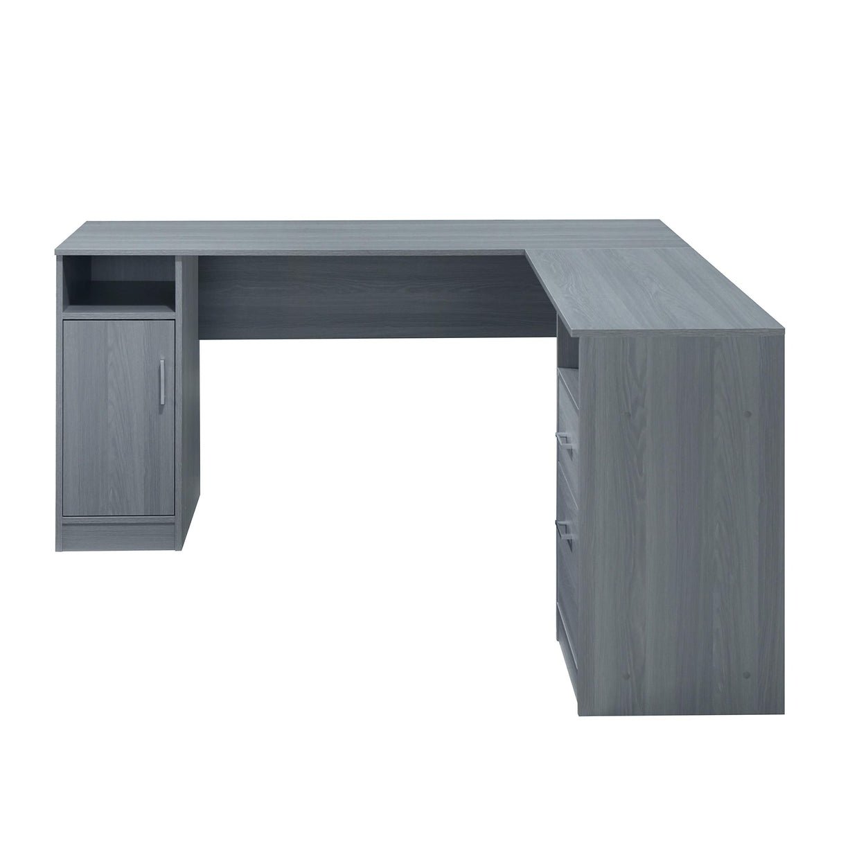 Techni Mobili Functional L-Shaped Computer Desk with storage, L is 59.5" wide x 59.5" Long, Grey Techni Mobili