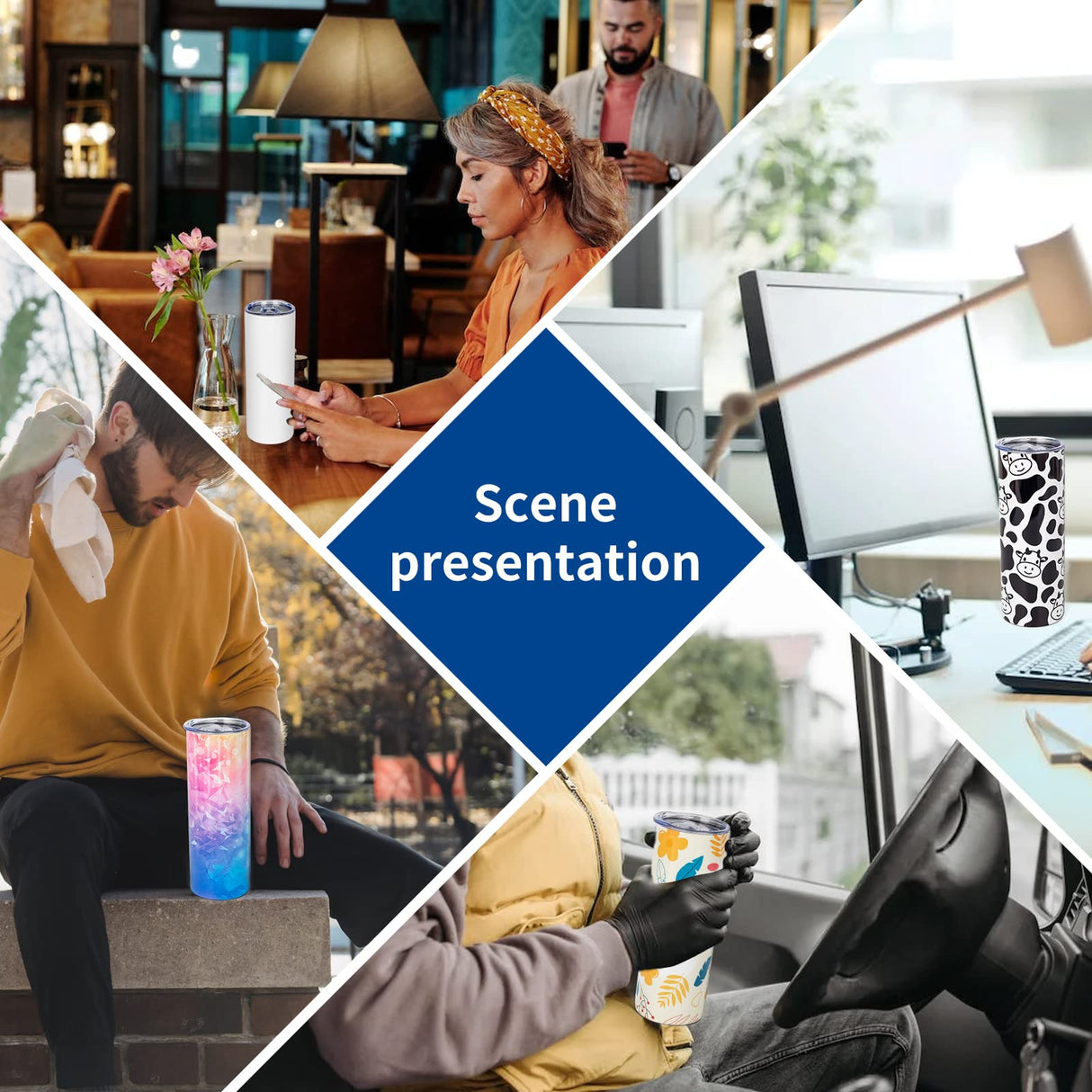 UIRZOTN 8 Pack 20 OZ Sublimation Tumbler Blanks Skinny Straight in Bulk, Stainless Steel Insulated Sublimation Tumbler with Polymer Coating for Heat Transfer, With Lid, Straw, ribbon, Gift Box UIRZOTN