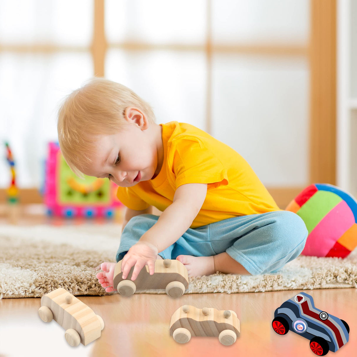 Haconba 30 Pcs Wooden DIY Car Toys Unfinished Wooden Cars Painted Mini Wooden Craft Cars for Students Home Activities DIY Crafts Projects Family Time Handicraft Haconba