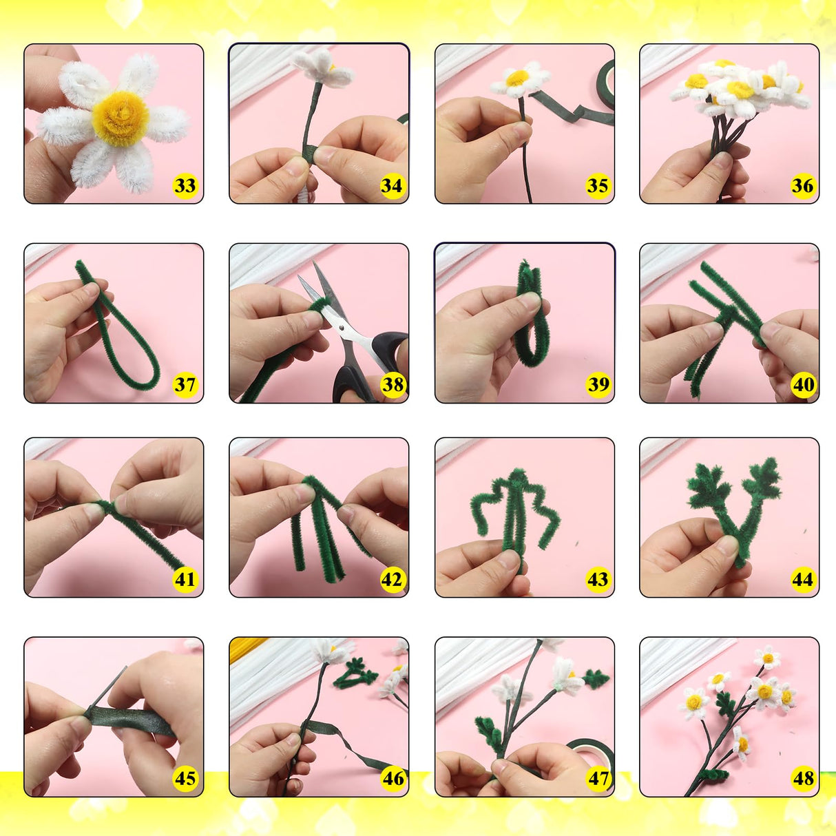 TOAOB 200pcs Pipe Cleaners Craft Supplies DIY Daisy Bouquets Making Kit Mixed Colors Chenille Stems Artificial Flowers Craft Kit for DIY Art and Crafts Party Wedding Home Decorations TOAOB THE ONE AND ONLY BABY
