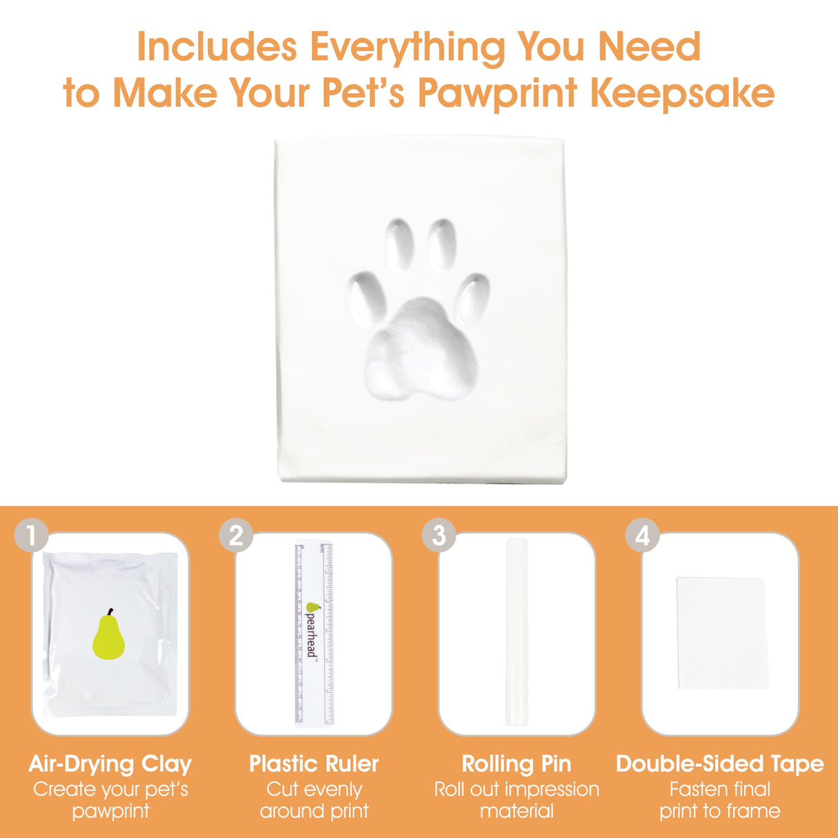 Pearhead Pet Memory Box & Urn – Solid Wood, Black Finish, Personalized Keepsake with Clay Paw-Print Kit & 4" × 6" Photo Frame – Holds Ashes, Collars, Special Toys & Memories Pearhead