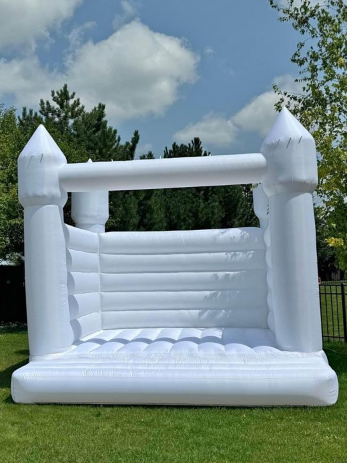 White Bounce House, Oxford Fabric Bounce House Castle with Blower ,Perfect for Kids, Family, Wedding (13x13x12FT, Weddings) GZYSINFLA