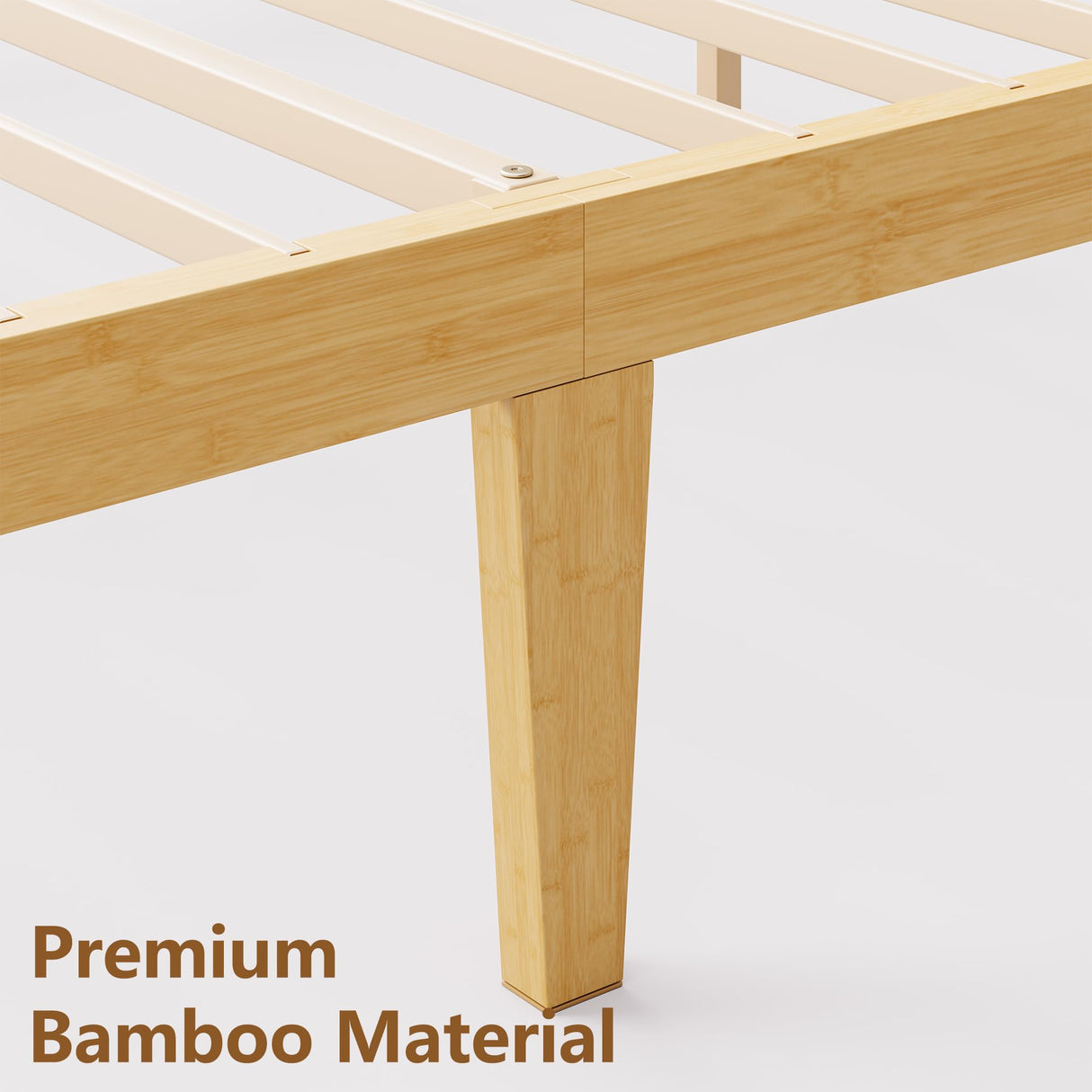 FDLOGW 14 in High Solid Bamboo Wood Platform Queen Bed Frame with Headboard, Bed Frame Queen Size, Heavy Duty, No Box Spring Needed, Nosie Free FDLOGW