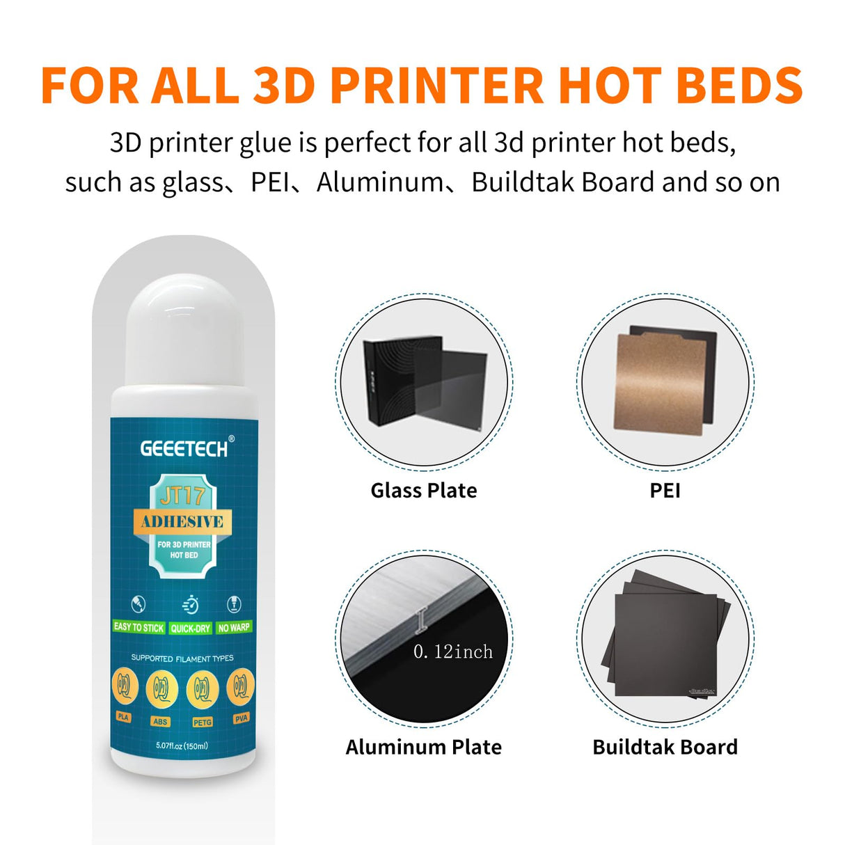 XZN 150ml 3D Printer Adhesive Glue, Perfect First Layer Adhesion, Prevents Warping on Heat Bed, Easy Release for PLA, PETG, ASA, TPU Filaments and Glass, PEI, Aluminum Various Build Plate, 5.07fl oz XZN