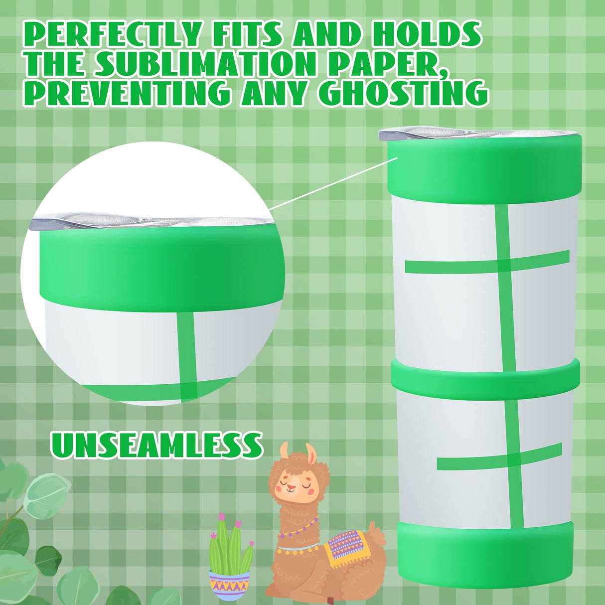 Yoande 24 Pcs Silicone Bands for Sublimation Cups Silicone Bands 2 Size Elastic Heat Resistant Thick Ring Rubber Bands Holder Tumbler Printing Band for Wrapping Cup Prevent Ghosting DIY Craft (Green) Yoande