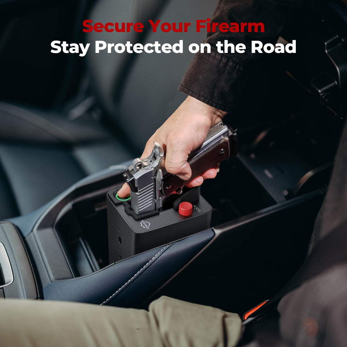 ONNAIS Biometric Pistol Gun Safe – Car and Bedside gun Safe for handgun with Fingerprint Trigger Lock for Quick Access, Fast Entry for Vehicle Console or Any Mountable Spot, Gifts for Men ONNAIS