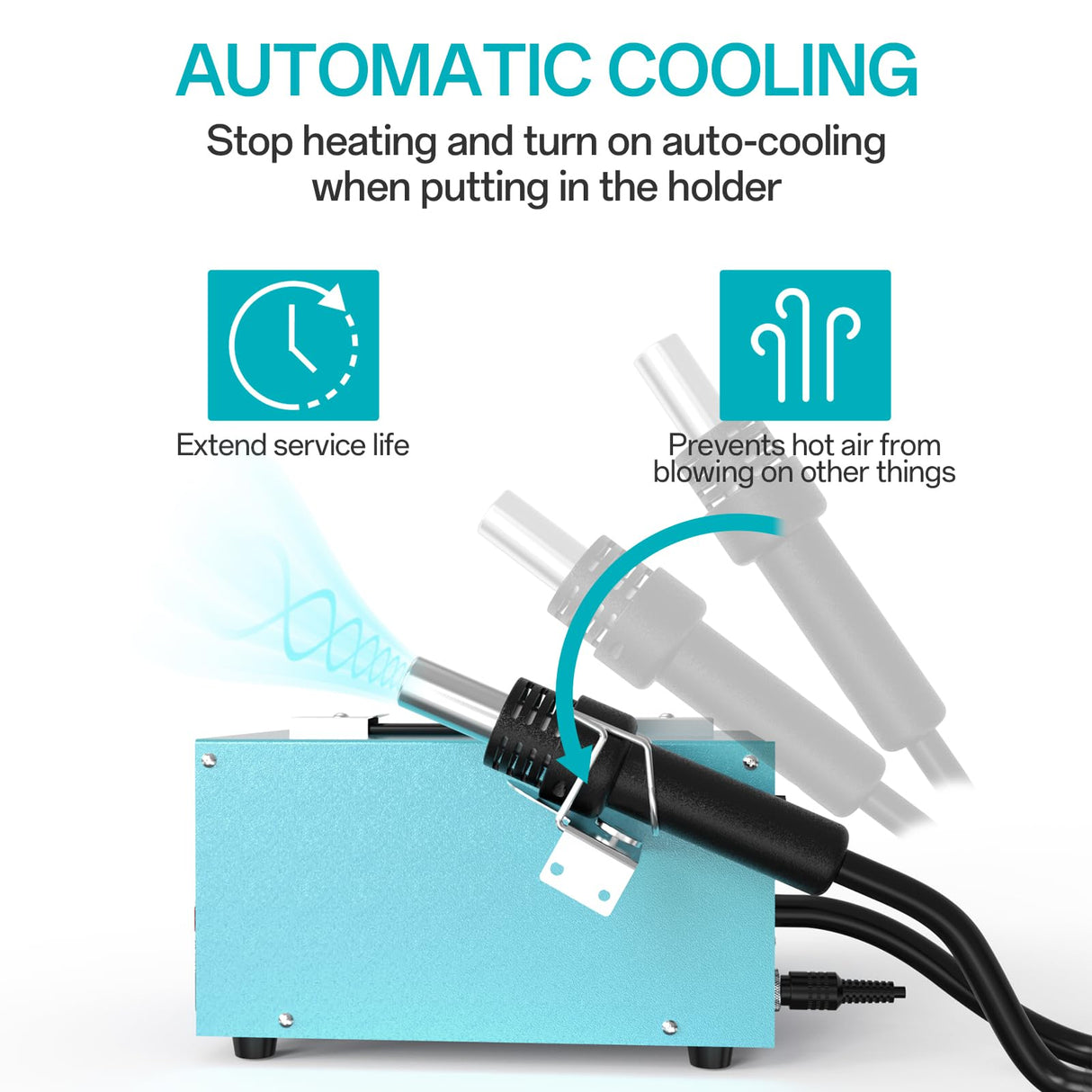 Bakon 852d+ Heat Gun And Soldering Iron 2-In-1 Kit, Smd Hot Air Rework Soldering Station, Multiple Functions Electronics Kit, Led Digital Display, Knob Type Adjustable Temperature (BK852D+) BAKON