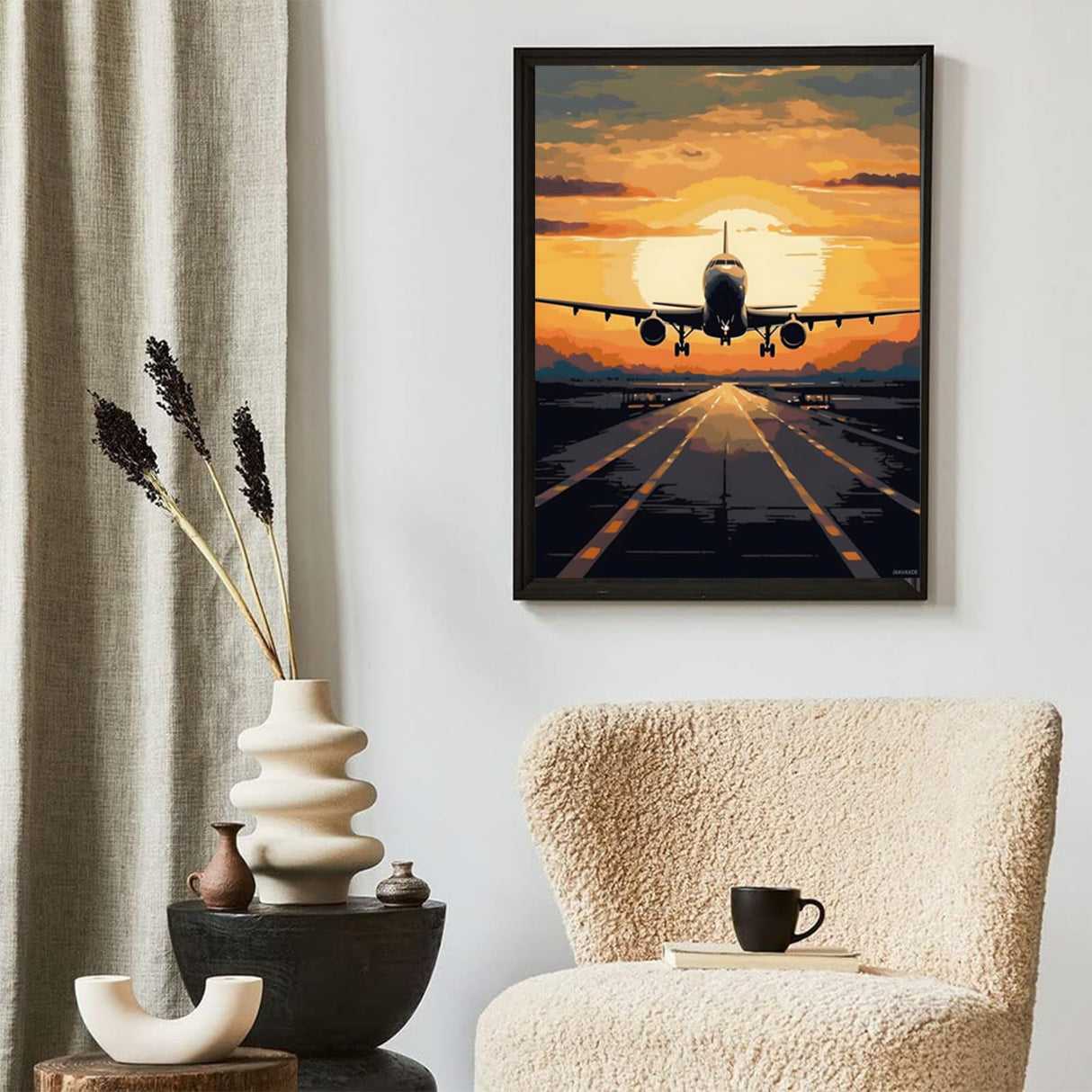 JXAVAXDE Airplane Taking A Runway Diamond Painting Kits, 5D Diamond Painting for Adults, Full Round Gemstone Diamond Art Cross Stitch Kit, Gifts Paint by Diamonds 12x16 inch JXAVAXDE