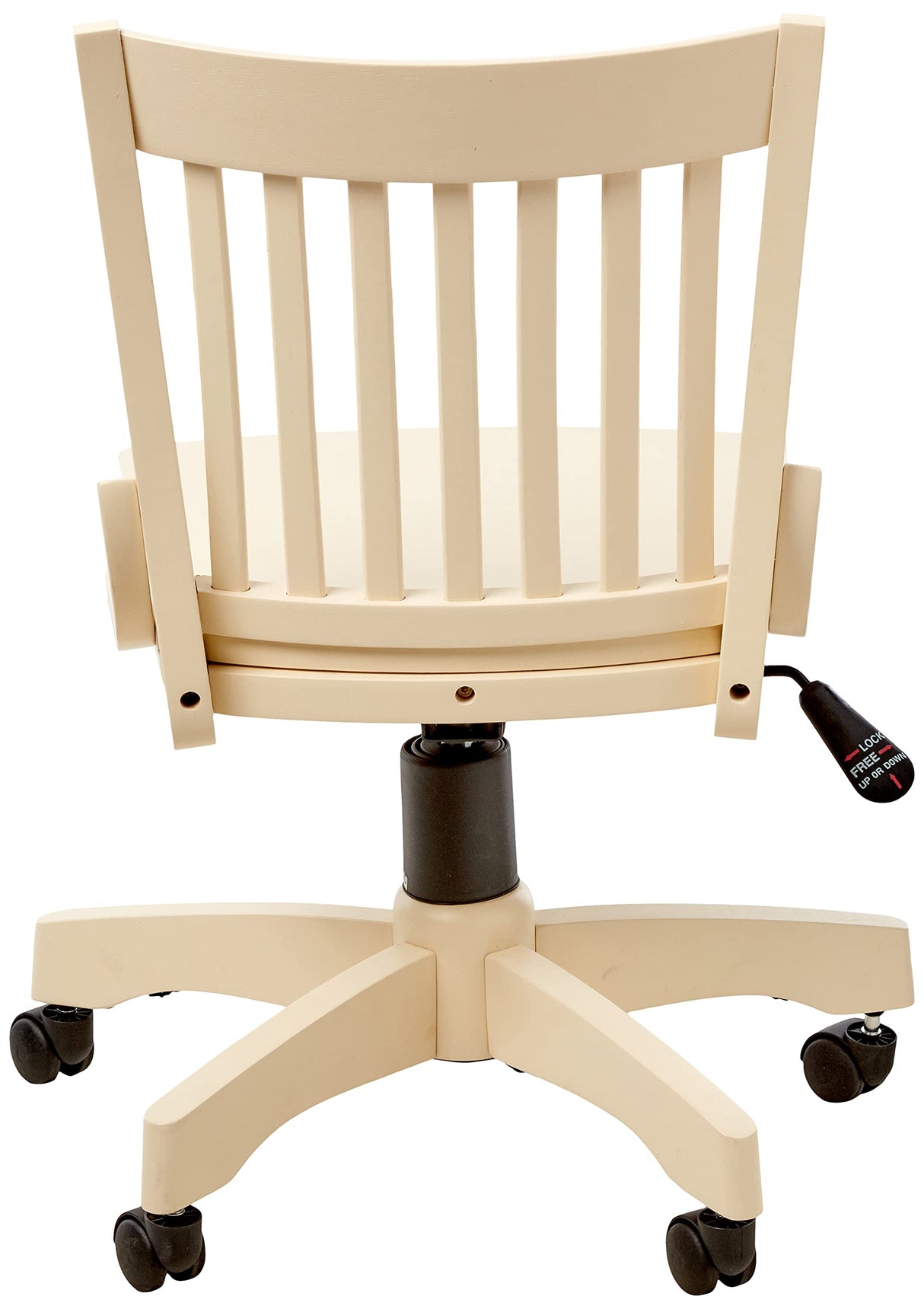 OSP Home Furnishings Deluxe Armless Wood Banker's Desk Chair with Adjustable Height, Locking Tilt, and Heavy Duty Base, Antique White Office Star Products