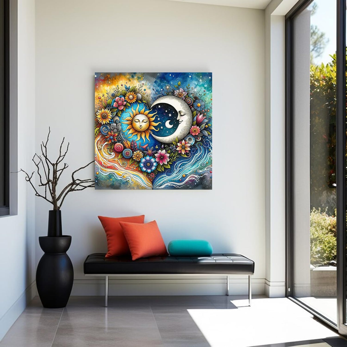 Ekuxom Sun and Moon Diamond Painting Kits for Adults, 5D Diamond Art Kits for Adults Beginners, DIY Diamond Dot Gem Art for Crafts Home Wall Decor Gift 12x12inch Ekuxom