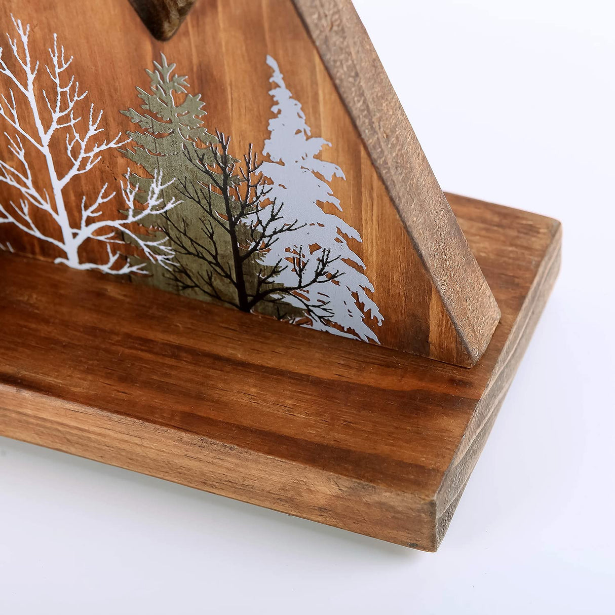 NIKKY HOME Heavy Duty Non Slip Rustic Woodland Mountain Wood Bookend Forest Book Ends Book Stoppers for Cabin Decor Home and Office Shelves Children NIKKY HOME