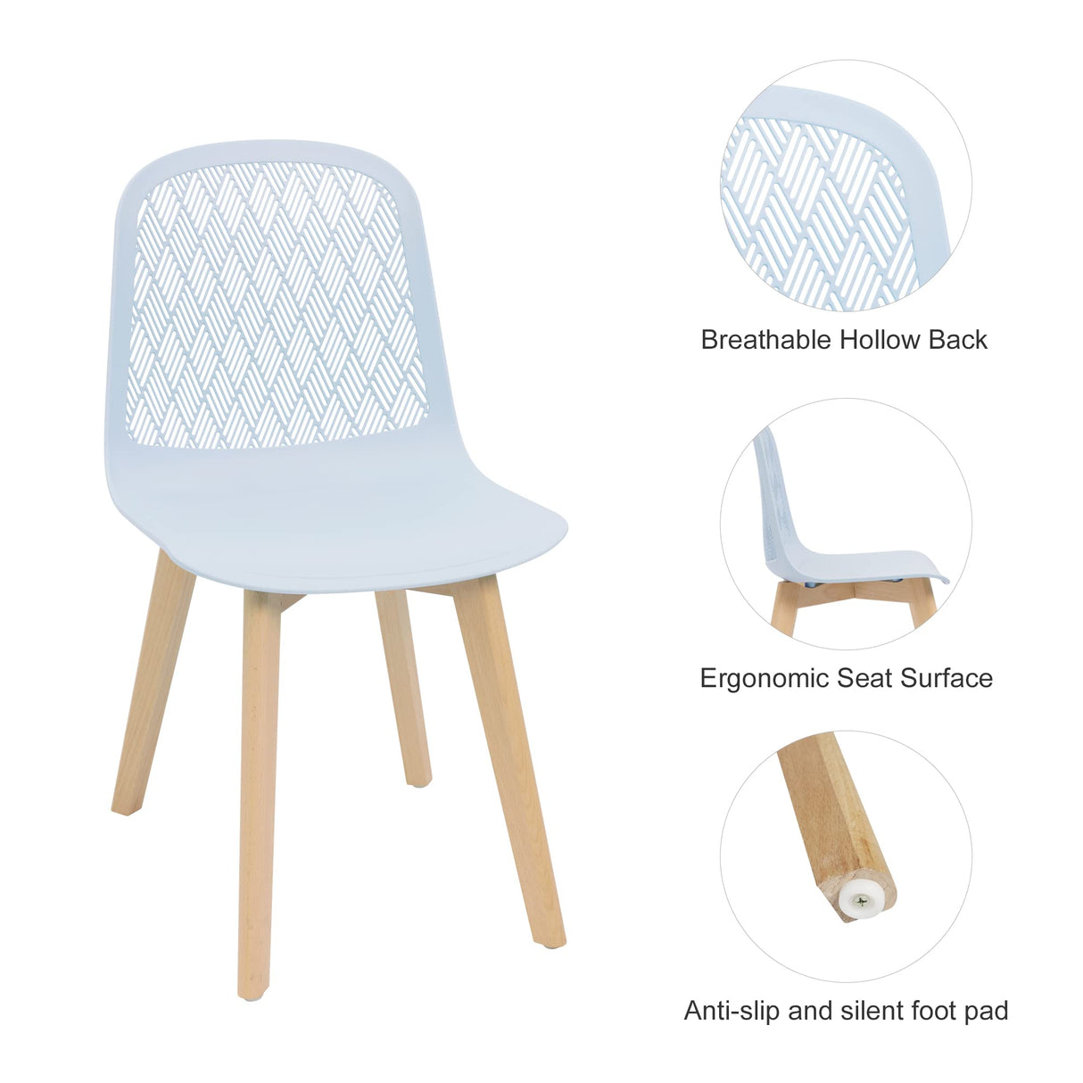 KM Legend Armless Modern Chairs with Wood Legs for Living, Bedroom, Kitchen,Dining,Lounge Waiting Room, Restaurants, Cafes, Set of 4… KM Legend