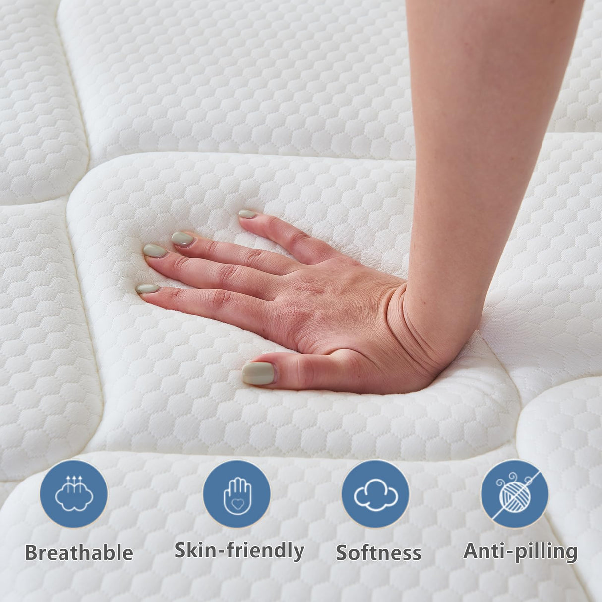 Selene Bedding Full Size Mattress, 10 Inch Mattress Full with Pocket Spring and Memory Foam for Pressure Relief, Motion Isolation, Edge Support, Medium Firm Mattress in a Box, CertiPUR-US, Grey Selene Bedding