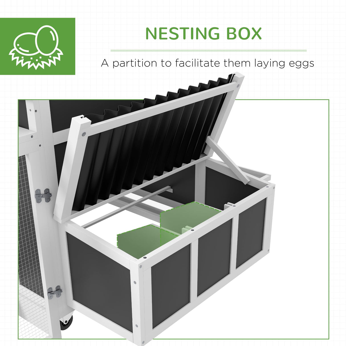 PawHut Wooden Chicken Coop with Nesting Box, Outdoor Poultry Cage or Rabbit Hutch for 6 Chickens with Pull Out Tray, Run, Perches, Ramp, Windows for Duck, Hen, Small Animals, Dark Gray PawHut