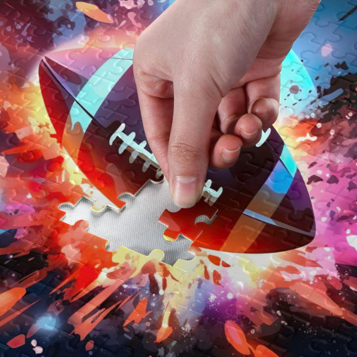 DOMIKING Glowing American Football Black Jigsaw Puzzles for Adult 500 Pieces Impossible Puzzles for Boy Girl Home Decor DOMIKING