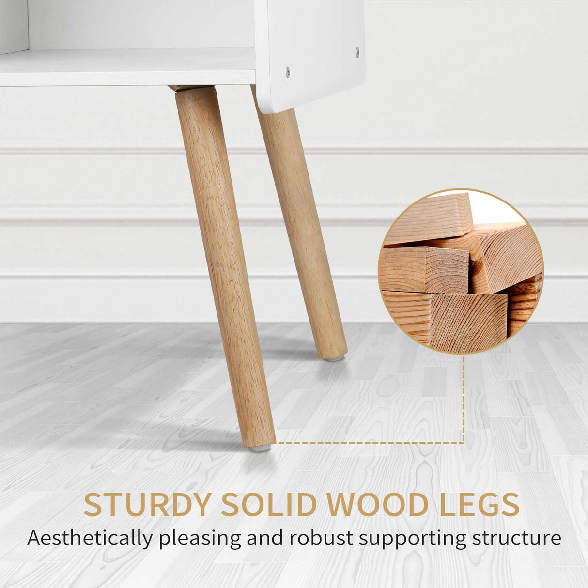 Possile Mid-Century Record Player Stand, Vinyl Record Cabinet Holder with Storage Up to 100 Albums, Record Player Table for Living Room Bedroom Office, Turntable Stand with Wood Legs, White Possile