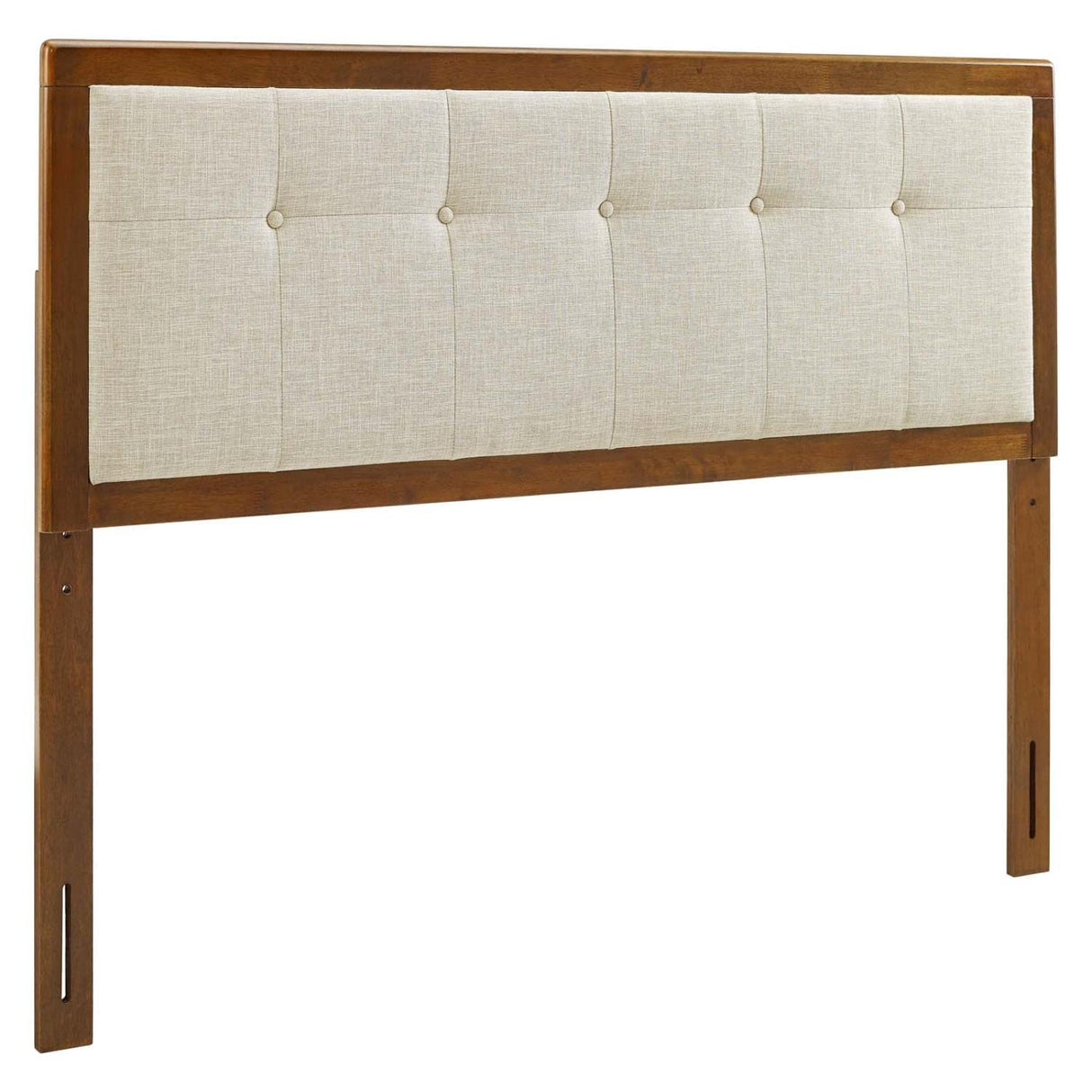 Modway Draper Tufted Full Fabric and Wood Headboard in Walnut Beige Modway