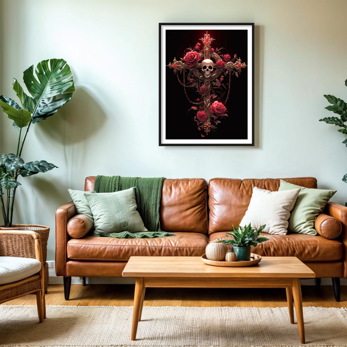 5D Skull Diamond Art Kits for Adults, Cross Diamond Painting Kits for Beginners, Gothic DIY Full Round Drill Diamond Dots Gem Art Crafts for Adults, Home Wall Halloween Decor Gifts, 12x16 Inch PINFFSHU