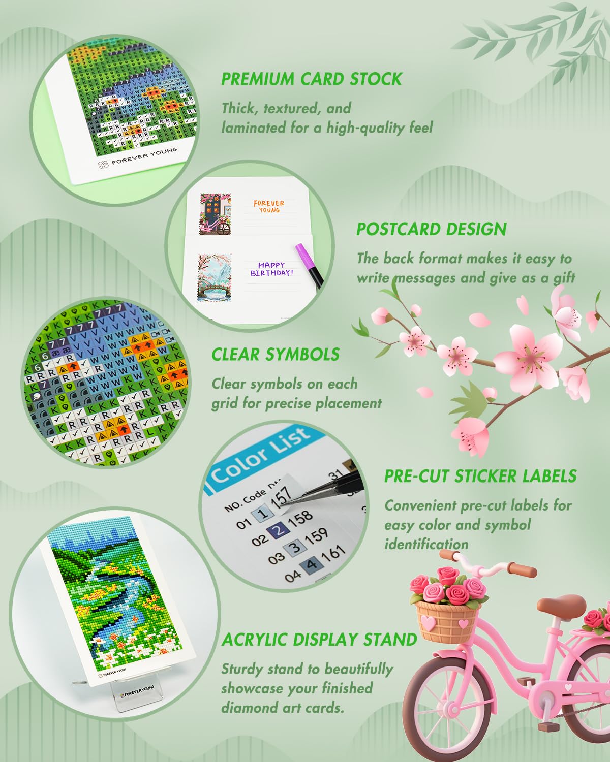 Foreveryoung Minigem Small Diamond Art Kits for Beginners, 12Pcs Square Drill Diamond Painting Kits for Adults 3-Hour Painting, Postcard-Style Mini Diamond Art Kits for Adults 5x7 Inch (Twelve Months) forever young