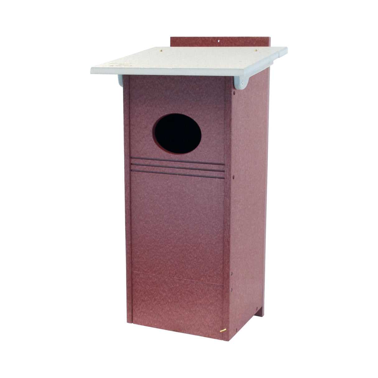 AmishToyBox.com Wood Duck House, Post-Mount Nesting Box for Wood Ducks, Made with Poly Lumber (Light Gray/Cherry Wood) AmishToyBox.com