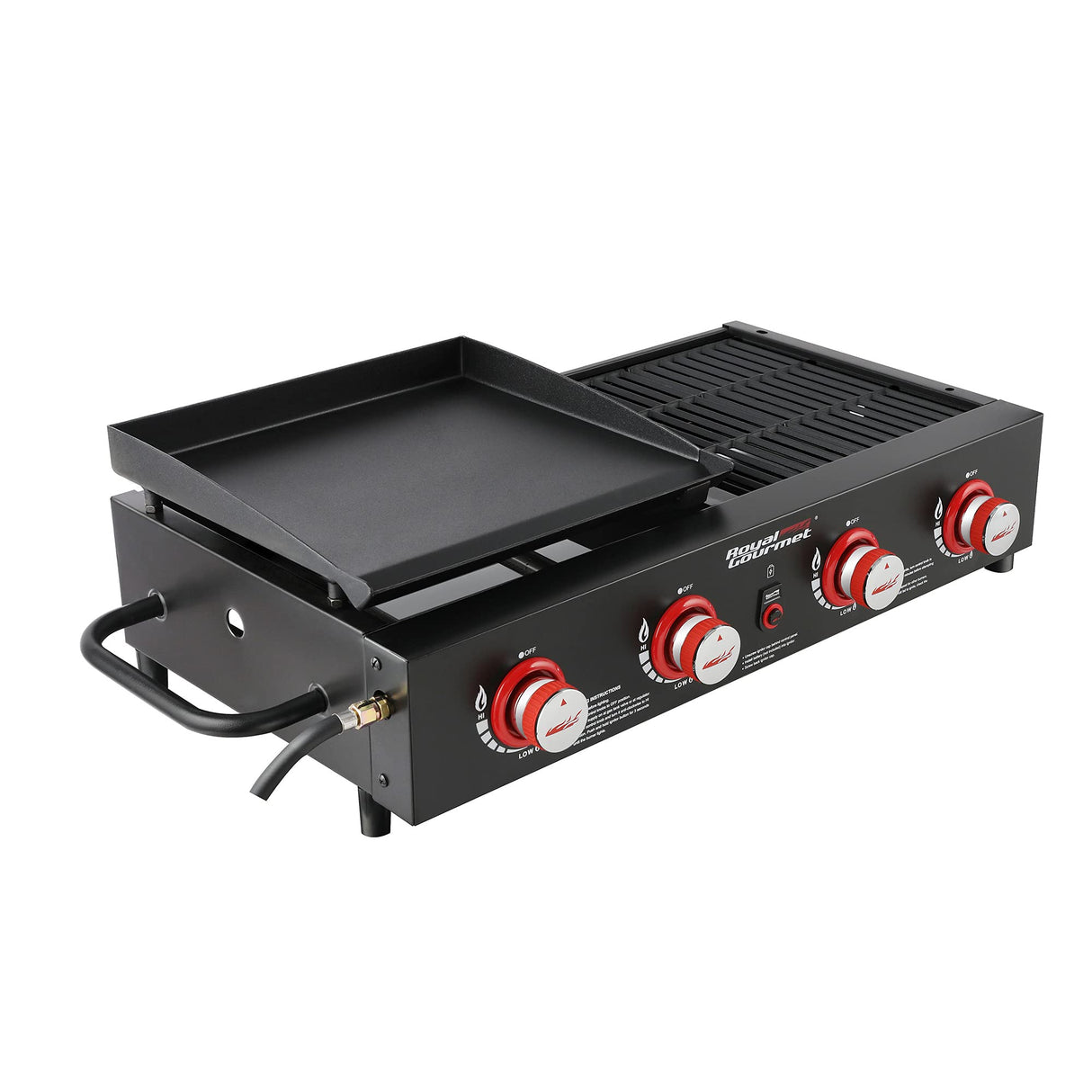 Royal Gourmet GD4002T 4-Burner Tailgater Grill Griddle Combo, Portable Propane Gas Grill and Griddle Combo for Backyard or Outdoor BBQ Cooking, 40,000 BTUs, Black Royal Gourmet