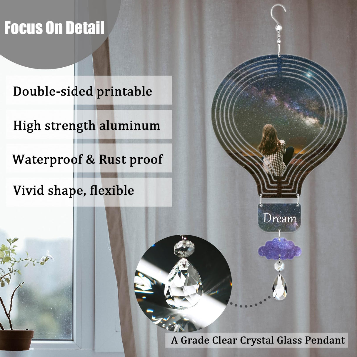 4Pack 8inch Sublimation Wind Spinner Blanks 3D Aluminum Metal Wind Sculpture Kinetic Spinners for Yard and Garden Indoor Art Ornaments Hanging Decoration (Hot Air Balloon) WindMage