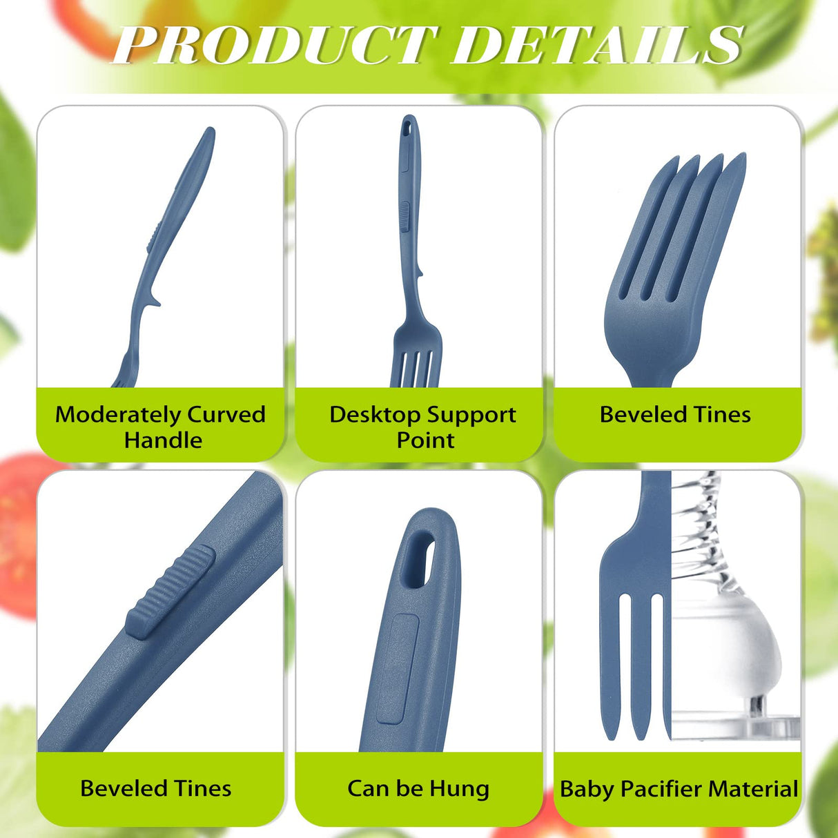Mixweer 2 Pcs Silicone Flexible Fork 11.6 Inch Silicone Heat Resistant Cooking Fork Large Kitchen Non Stick Spork Ultimate for Mix Ingredients, Mash Food, Whisk Eggs, Baking(Blue Series) Mixweer