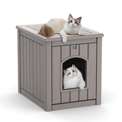 KFY Cat Litter Box Enclosure Multi-Functional Hidden Litter Box Furniture with Raised Floor Easy to Clean Easy Assembly for Living Room Bedroom, Gray