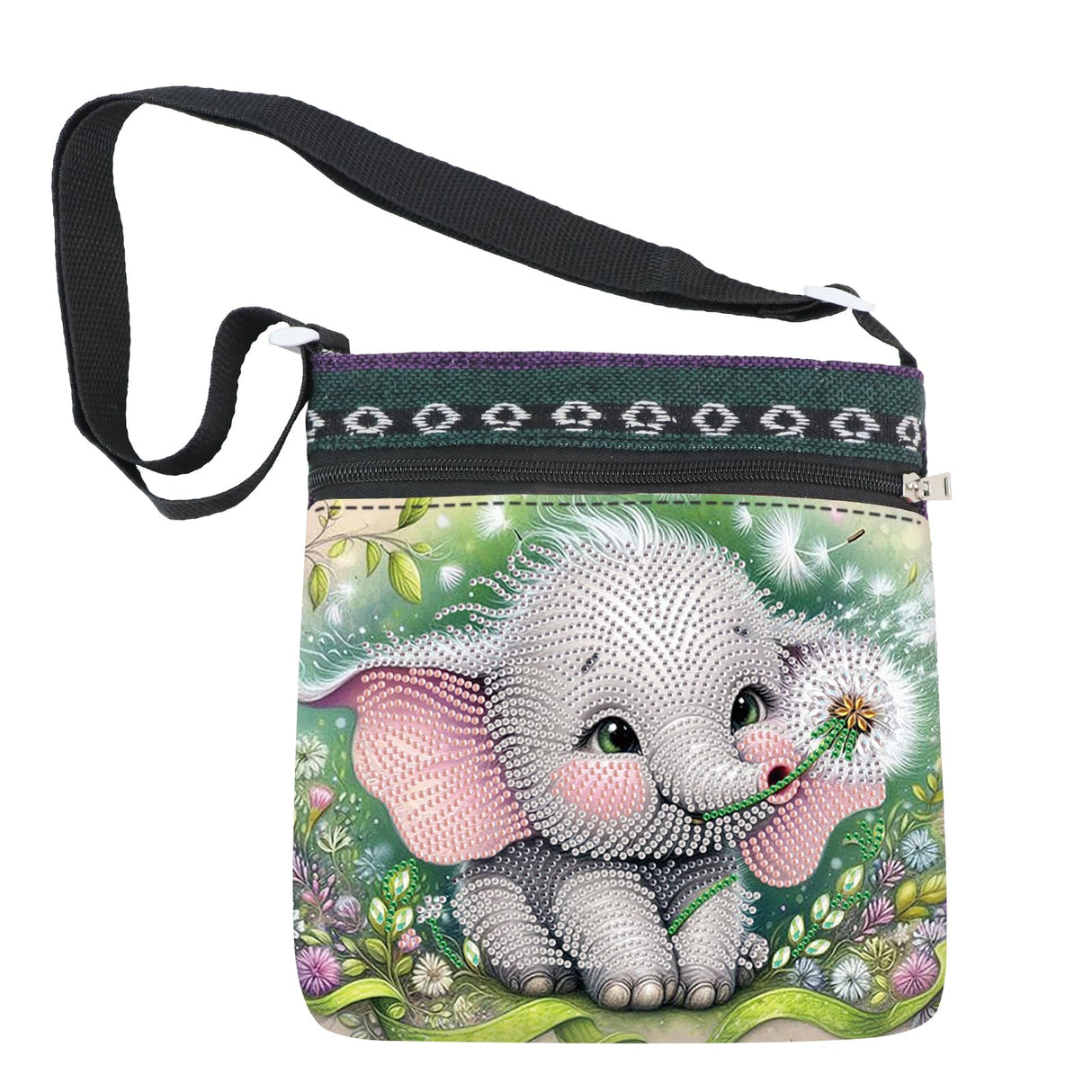 Diamond Painting Shoulder Bag, DIY 5D Elephant and dandelion Pattern Diamond Art Artificial Crystal Special Shape Crystal Artificial Partial Mosaic Crafts Adjustable shoulder strap Shoulder Bag MVVMTOP